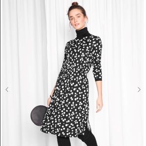 & Other Stories Black & White Midi Dress